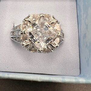 Stunning Sterling Silver CZ Statement Ring-Size 8
